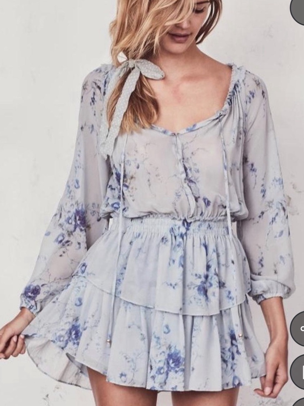 Lovers + Friends Floral Mini Dress in Blue & White